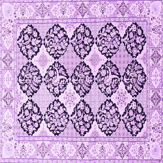 Ahgly Company Indoor Square Persian Purple Traditional Area Rugs, 6' Square