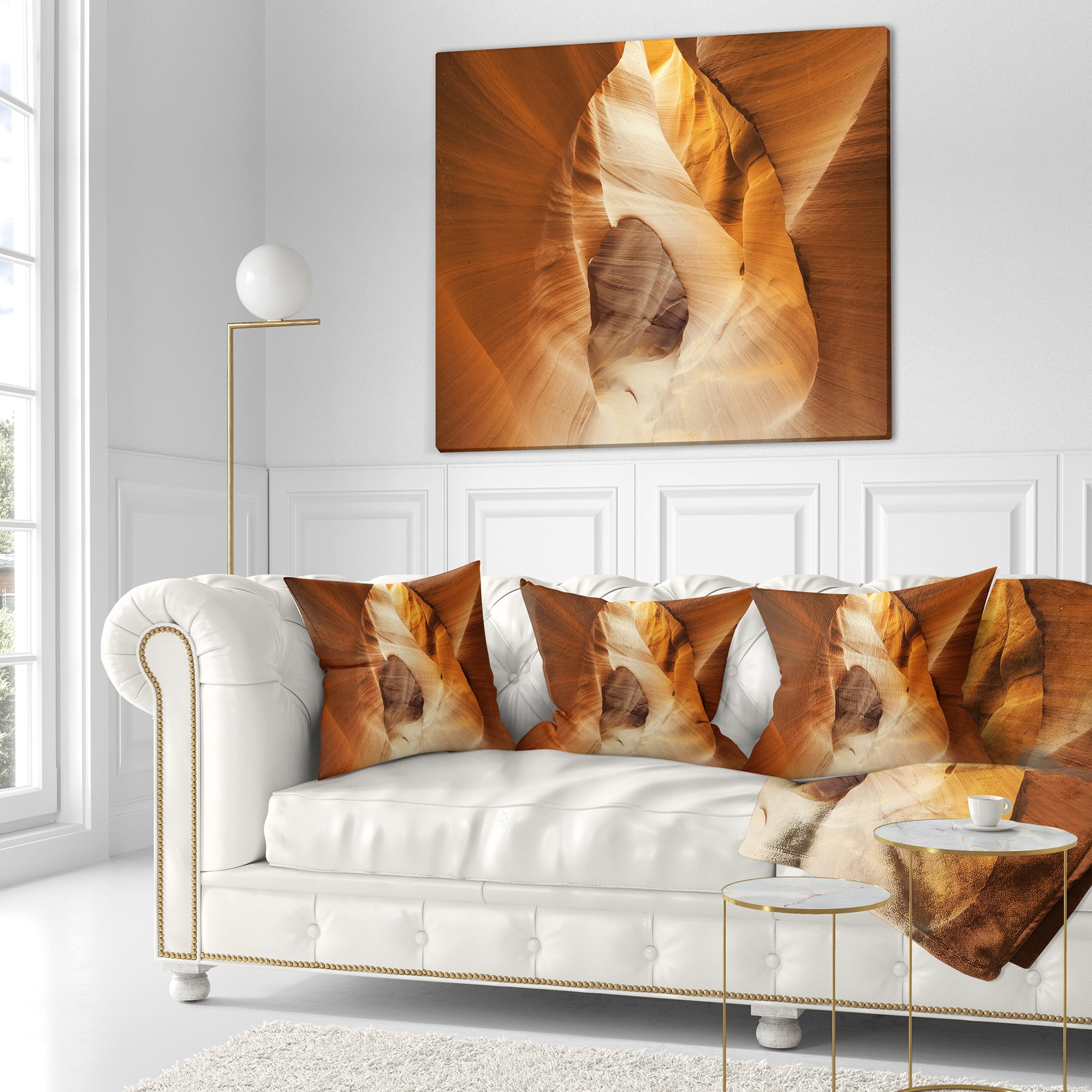 Designart Inside Antelope Canyon USA - Landscape Photo Throw Pillow - 18x18