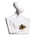 thumbnail image 2 of Estatua abstracta de pareja, adorno de personaje moderno, artesanía creativa, cerámica para parejas. abrazar blanco, 2 of 8