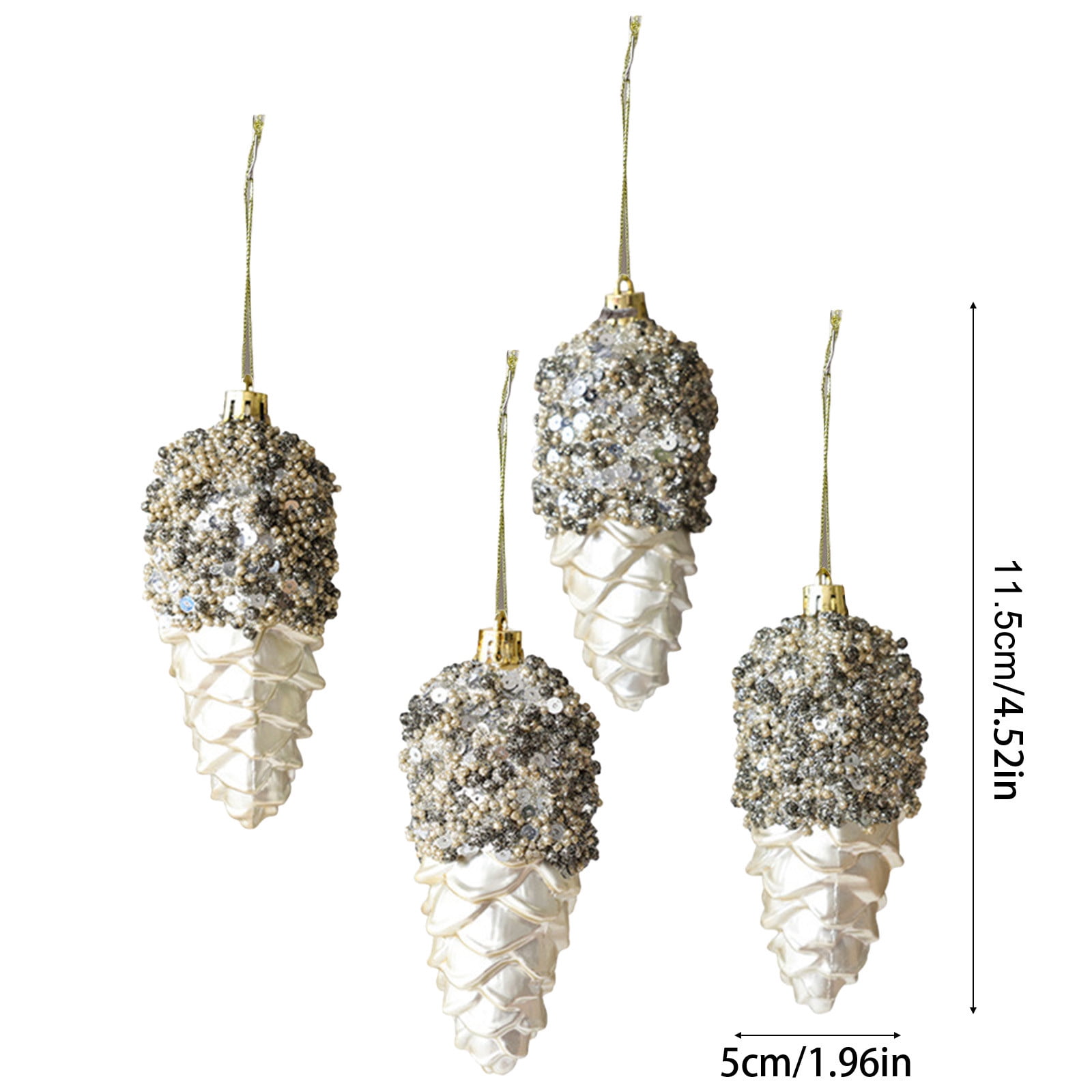 8 PCS Christmas Tree Decorations Hanging Pinecone Ornament,Fall Hanging Glitter Pine Cone Balls,Vintage Small Mini Christmas Baubles Ornaments for Thanksgiving Xmas Tree DIY Crafts