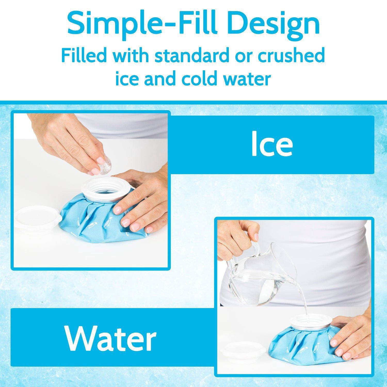 Arctic Flex Reusable Ice Bags (2 Pack) – Hot & Cold Water Therapy Ice Pack for Pain Relief, Muscle Aches, Sprains, Bruises & Swelling – Compression Ice Wrap