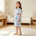 thumbnail image 6 of akafmk Girls Dresses Knit Short Sleeve T-Shirt Dress Cute Thin Breathable Sleepwear Loungewear Casual Summer House Dresses, 3-13 Years, 6 of 6