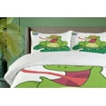thumbnail image 4 of Ambesonne Frogs Duvet Cover Sets, Funny Animal Catches a Bug, 2-King, Lime Green Multicolor, 4 of 7