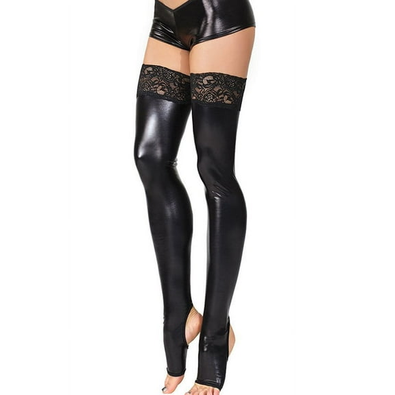 Coquette Stay-up Toeless Wetlook Stockings Black Osq