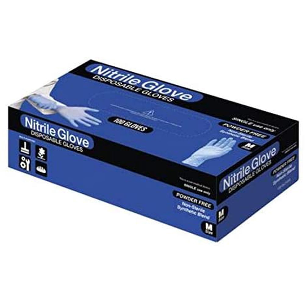 100 Disposible Blended Nitrile Gloves Powder/Latex Free Synthetic Blend