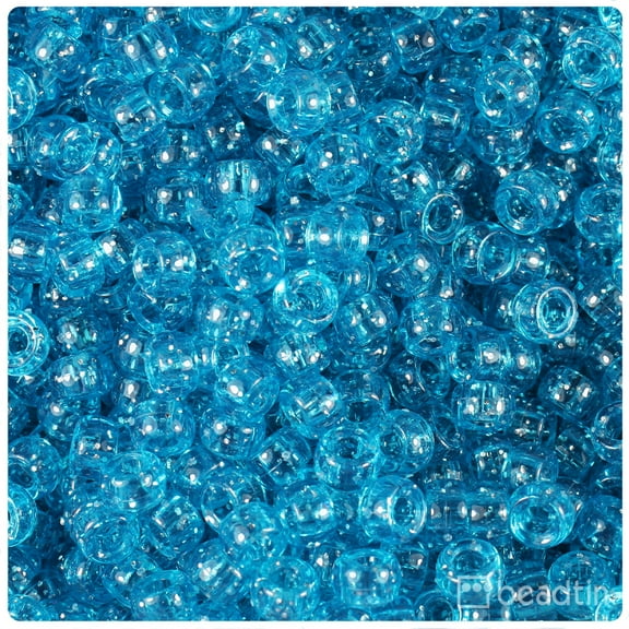 BeadTin Turquoise Sparkle 6.5mm Mini Barrel Pony Beads (1000pcs)