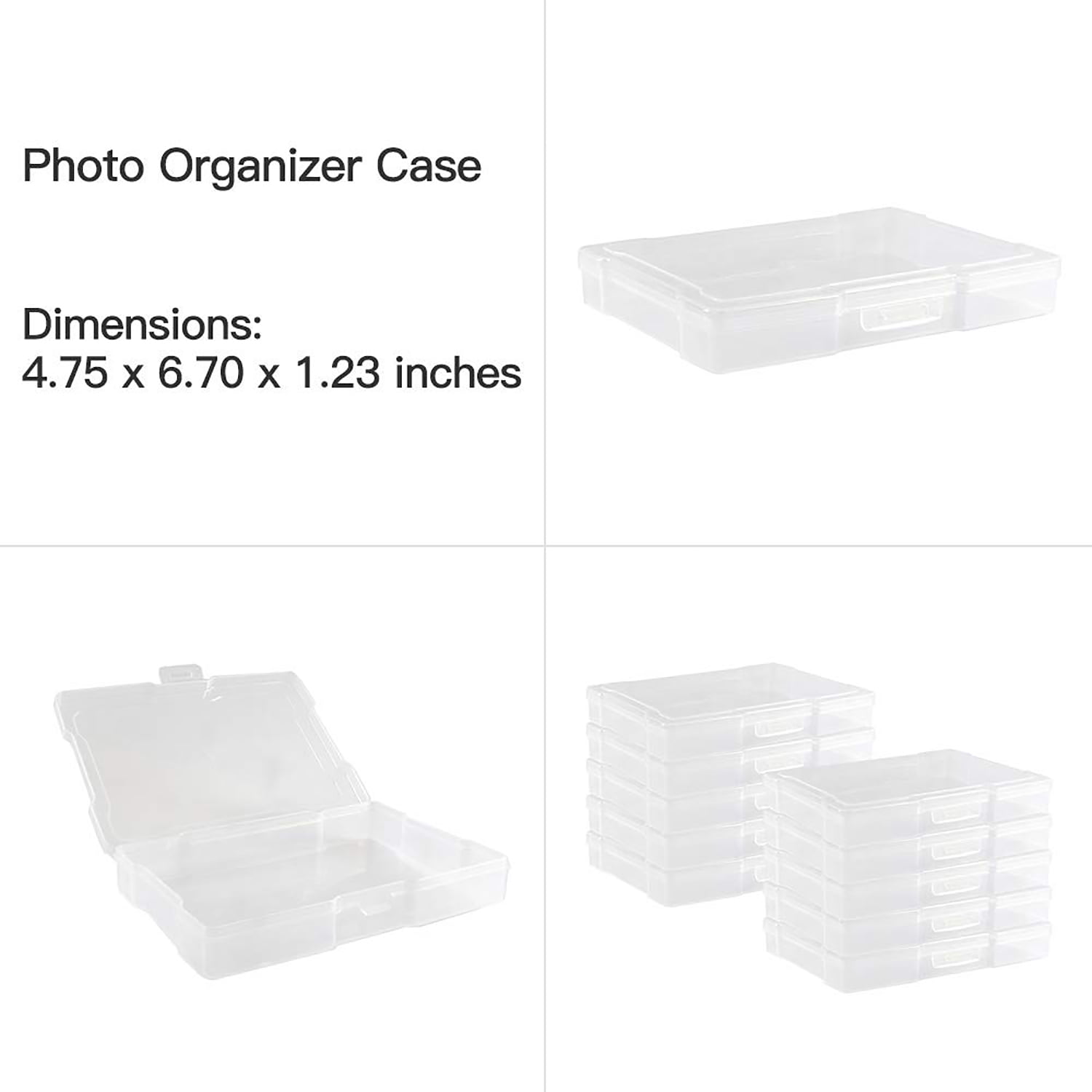 Novelinks 24 Pack Photo Storage Boxes for 4"x6"  Pictures Photo Organizer Case Photo Keeper Picture Storage Containers Box,Clear