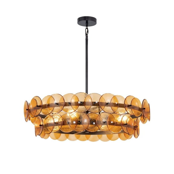 21823AMGM Maxim Lighting Loren - 6 Light Chandelier-9 Inches Tall and 32 Inches Wide-Gunmetal Finish-Amber Glass Color