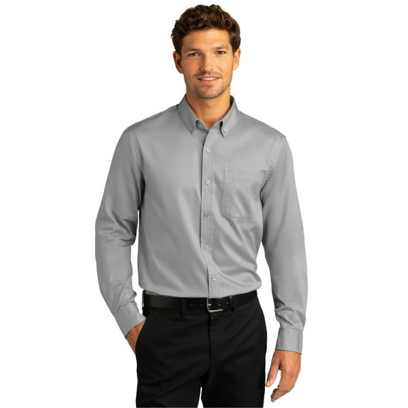 Port Authority W808 Long Sleeve SuperPro React Twill Shirt, 4.3-ounce, 55/45 cotton/poly twill