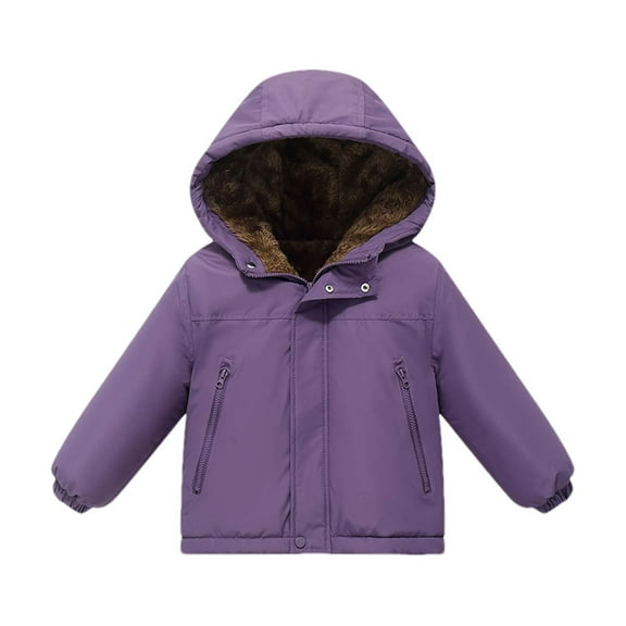 GigrtiJin 1-13 Years Infant Children Fleece Windbreaker Solid Color Hooded Full Zipper Long Sleeve Rain Coat with Pocket
