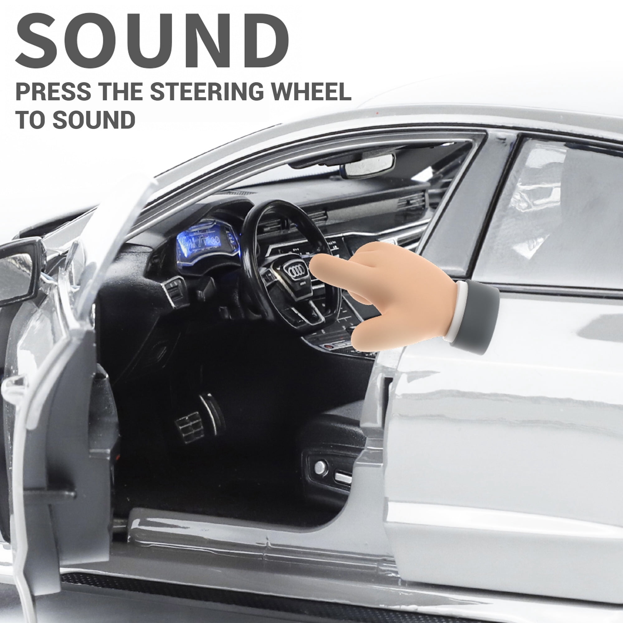 Anmyjuly 1:18 Audi RS7 Diecast Alloy Car Model - Realistic Simulation Key, Working Lights, Adjustable Seats, Removable Wheels ，Suitable for 14+ gifts