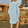 thumbnail image 5 of IROINNID Long Sleeve Dress for Women Solid Color Long Sleeve Lapel Loose Leisure Cowboy Dresses,Light Blue, 5 of 6