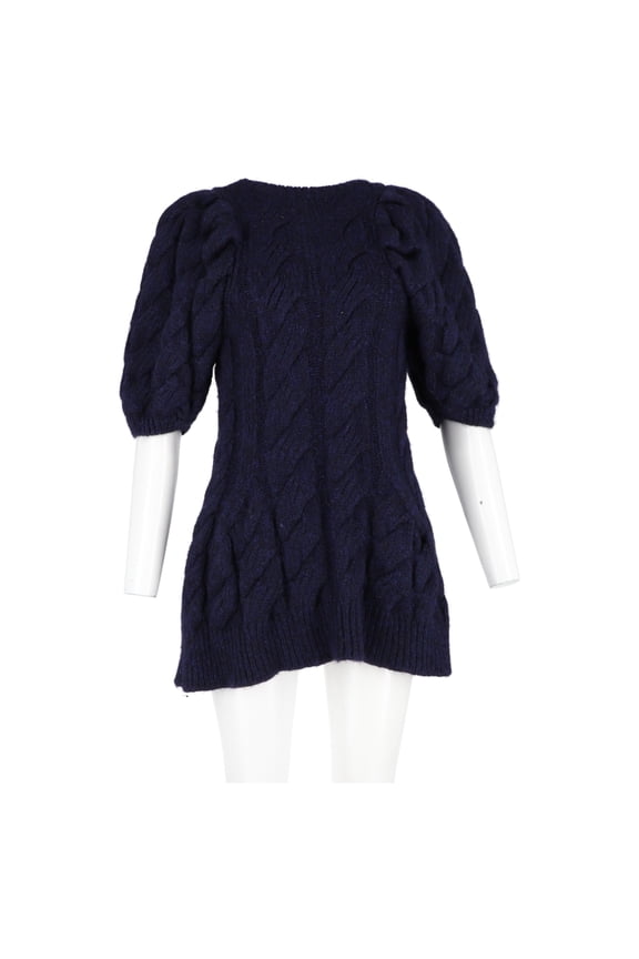 Pre-Owned Simone Rocha Chunky Cable Knit Short-Sleeve Sculpted Sweater In Navy Alpaca Wool