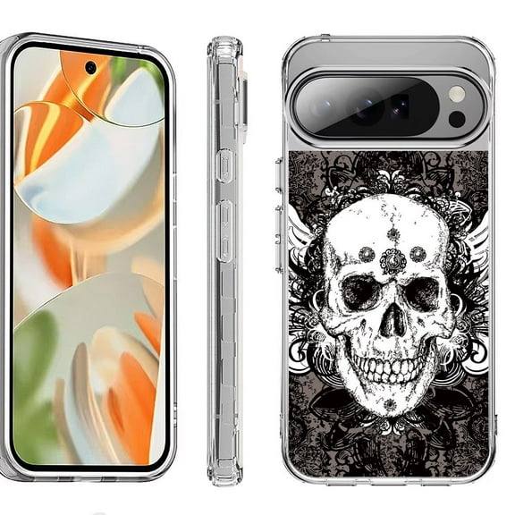 For Google Pixel 10 Pro XL Shockproof Protective Phone Case, by OneToughShield - Grunge Skull