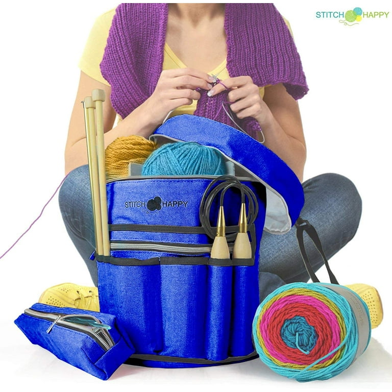 Knitting Bag,Naler Large Capacity Yarn Storage Bag,Purple Yarn Totes for  Crochet Hooks,Needles,Yarns 