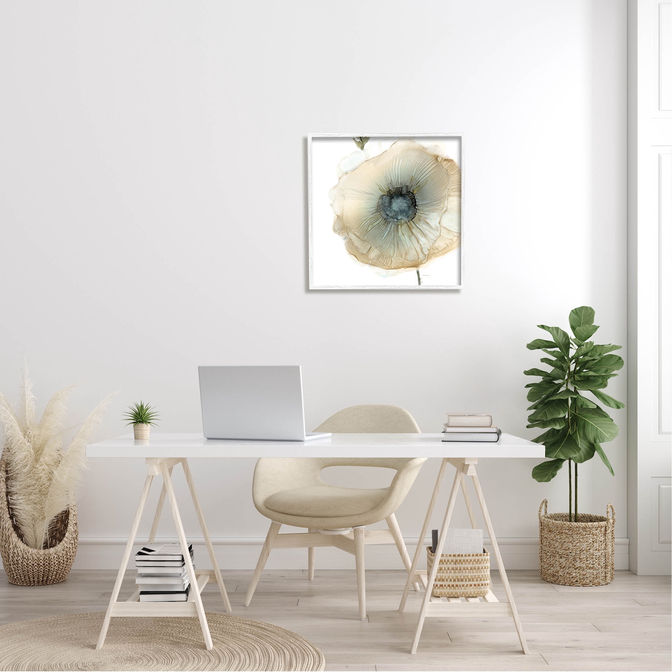 Stupell Industries Contemporary Flower Petal Poppy Blossom Graphic Art White Framed Art Print Wall Art, Design by Carol Robinson