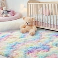 thumbnail image 2 of ZENELESS Fluffy Area Rugs for Living Room,4x6 Shag Rectangular Carpets for Bedroom Tie-Dye Rainbow, 2 of 8