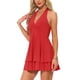 thumbnail image 4 of Vestido Halter para Mujer Inspire Chic con Escote en V Profundo y Espalda Descubierta, Vestido Mini de Fiesta Rojo XS, 4 of 6