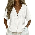 thumbnail image 2 of Kelon Short Sleeve Womens Linen Cotton Tops Vacation Casual Outfits Blouses Dressy Casual Summer Outfits 2026, 2 of 7