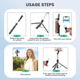 thumbnail image 6 of 67Inch Extendable Phone Selfie Stick with Wireless Remote, Tripod Stand and Fill Light, Portable, for Photograph, Live Streaming, Video Recording, Compatible with iPhone Samsung Android Gopro, 6 of 11
