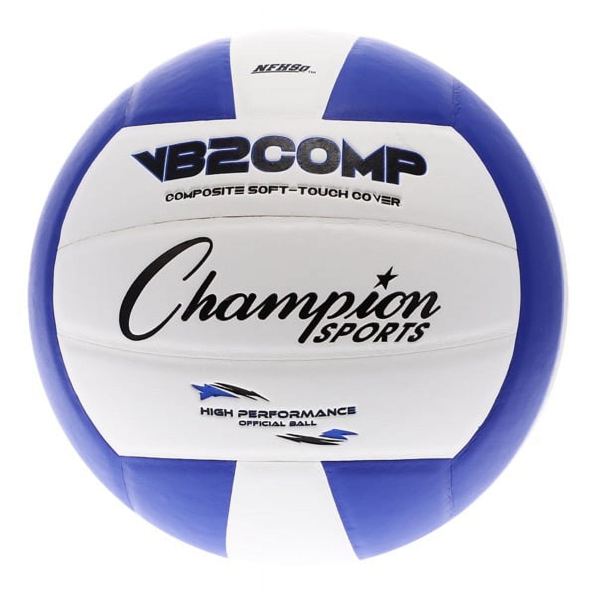 Champion Sports VB Pro Comp Series Indoor Volleyball, Official Size - Durable, Soft-Touch Volleyballs with Composite Synthetic Leather Cover - Premium Volleyball Equipment and Gear - Blue/White
