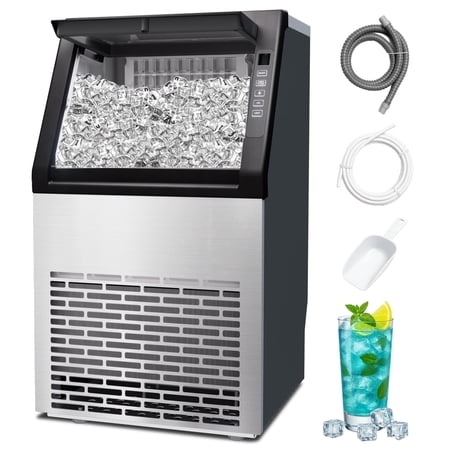 Dimedeal Commercial Ice Maker, 99lbs/24H, Auto Cleaning, Stainless Steel, Freestanding Ice Machine for Home/Bar/Restaurant