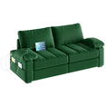 thumbnail image 3 of Renwick 2 Seater Velvet Sofa Couch with Pillow Top Arms & USB Charging Ports, Green, 3 of 11
