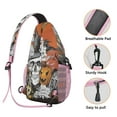thumbnail image 3 of Sling Backpack,Spooky Halloween Scene Pattern Sling Bag with Water Bottle Holder,Waterproof Sling Bag for Men/Women with Headphone Jack for Hiking,Travel, 3 of 6