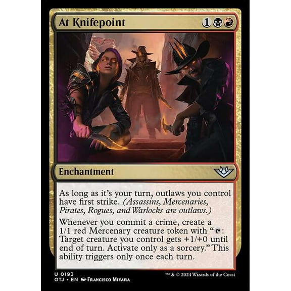 MtG Outlaws of Thunder Junction Uncommon At Knifepoint (FOIL) #193