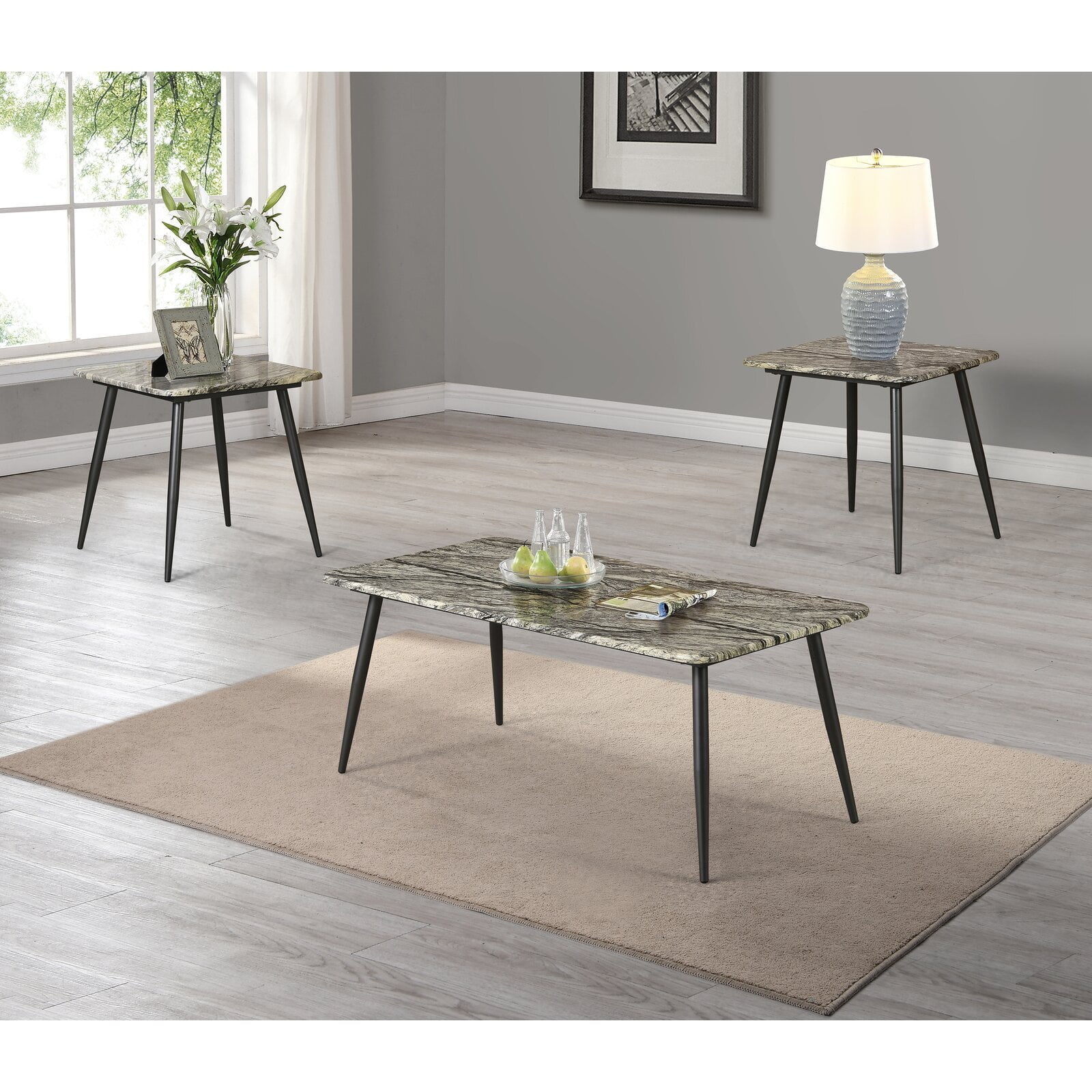 Aida 3 Piece Coffee Table Set, Create a cohesive space with a matching