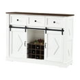thumbnail image 3 of Rustic Sideboard Cabinet For Living Room With 2 Doors And 3 Drawers: Sliding Barn Door Storage, Buffet In Warm White Walnut Modern - Doors, Drawers, Adjustable Shelves, Coffee Storage, 3 of 7