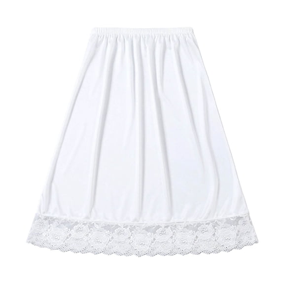 IUYRTFE Women's Basic Half Slip Skirt with Lace Trim Elastic Waist Anti-Exposure Short Underskirt