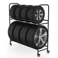 thumbnail image 1 of Rolling Tire Rack â€“ Metal, Adjustable, Tire Stand & Protective Cover, Included 4 Adjustable non rolling Legs [Updated 44'' L With 4 Wheels included], 1 of 15