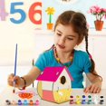 thumbnail image 5 of Kit de casa para pájaros para bricolaje, 2 juegos de casas para pájaros de madera sin terminar para pintar, kit para hacer casas para pájaros de madera con campanillas para niños y niños, 5 of 5