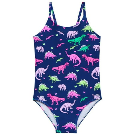 

2-9T Toddler Little Girls One Piece Swimsuits Dinosaur Beach Sports Bathing Suit for Beach Wear UPF 50+