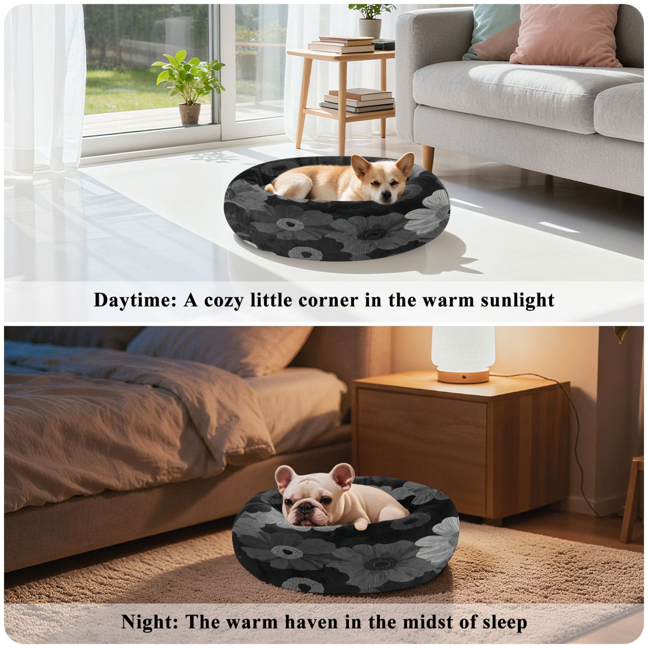Iauyy Pet Couch Donut Cat Bed for Indoor Cats/Small Dogs Washable & Machine with Non-slip Bottom Calming Cat Furniture, Iconic Design (M)
