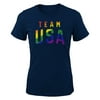 Women's Navy Team USA Stacked Logo Pride Month T-Shirt