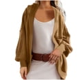 thumbnail image 2 of Chaquetas y abrigos casuales con capucha de manga larga para mujer Chaqueta holgada informal de color liso con cuello redondo y manga larga Chaqueta casual con capucha de manga larga para mujer Top de, 2 of 7