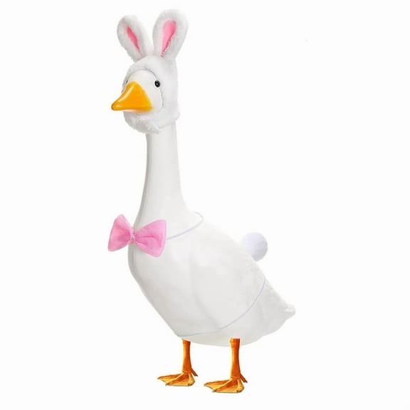 Easter Bunny Porch Goose Outfits for Cement Goose ' Lawn Goose Statue Clothes Bunny Ear Hat and Tie Tail Easter