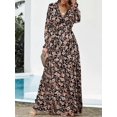 thumbnail image 4 of ZANKLEY Womens Casual Boho Floral Printed V Neck Long Sleeve Maxi Dress for Spring Summer Vacation, 4 of 10