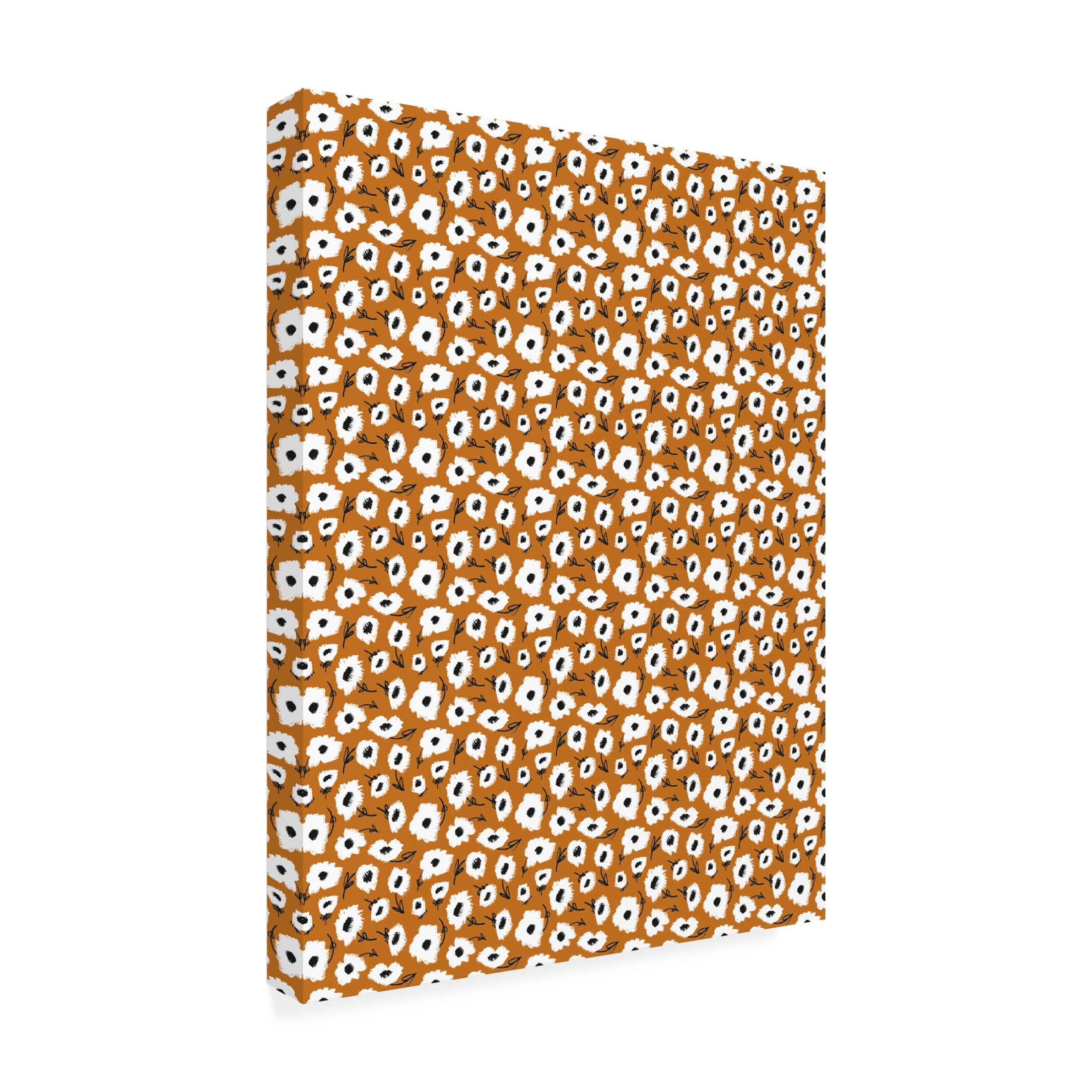 Canvas Wall Art - Treechild 'Cute Flowers on Ochre Background' Wall Art for Living Room, Bedroom, or Office D?cor by Trademark Fine Art - 14 x 19 Inches