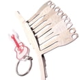 thumbnail image 3 of Raindrops 9pcs Radius Gauges Metal Fretboard Radius Gauge Luthier Tools for Guitar Bass Bridge Saddle with 1pc Random Color Key Chain (Silver), 3 of 8