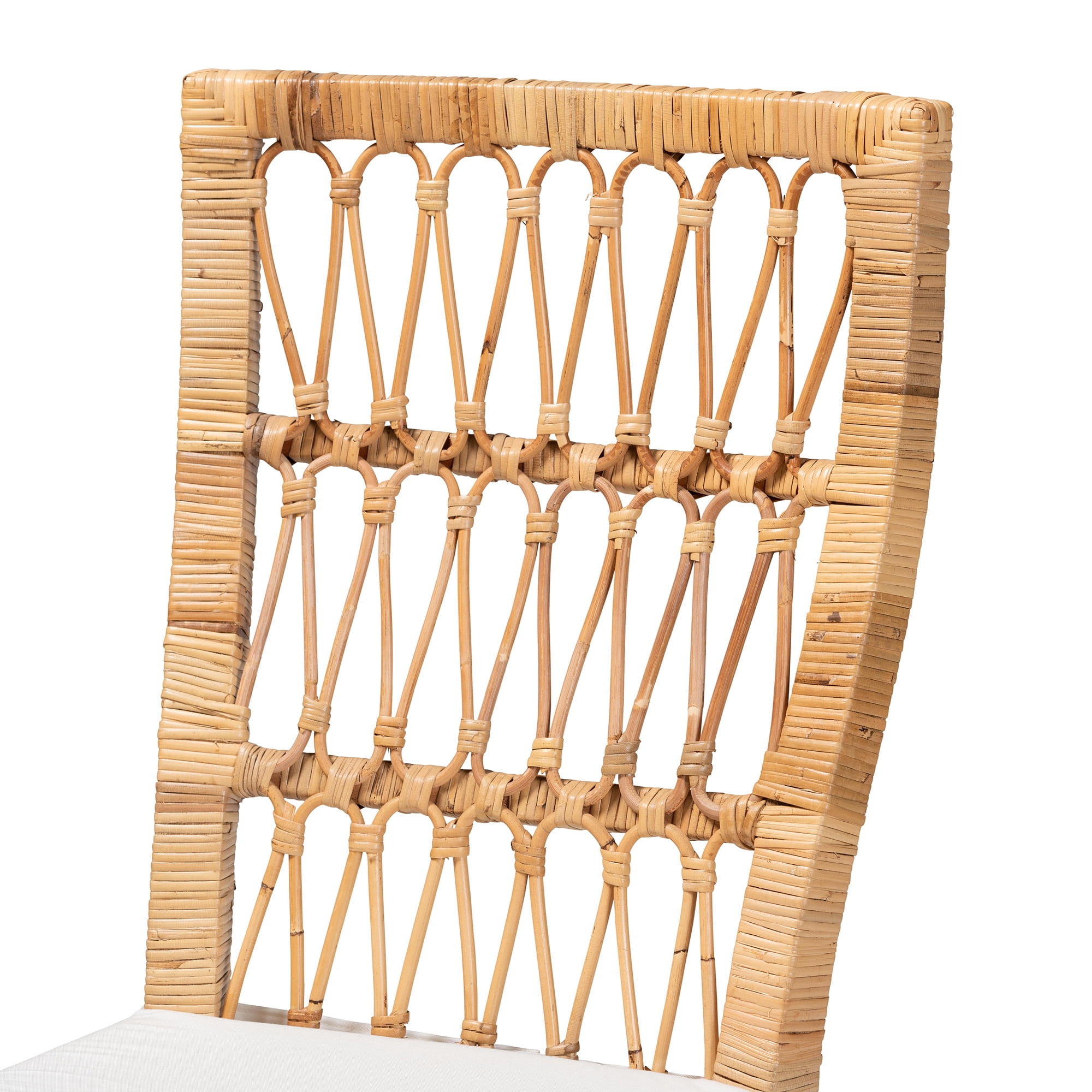 bali & pari Sullivan Rattan BOHO Dining Chairs, Set of 2, Natural Brown