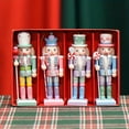 thumbnail image 2 of Set of Four 5-inch Nutcracker Puppet Men - Colorful Candy Colored Christmas Holiday Pendant Decorations for Tree or Home, 2 of 6