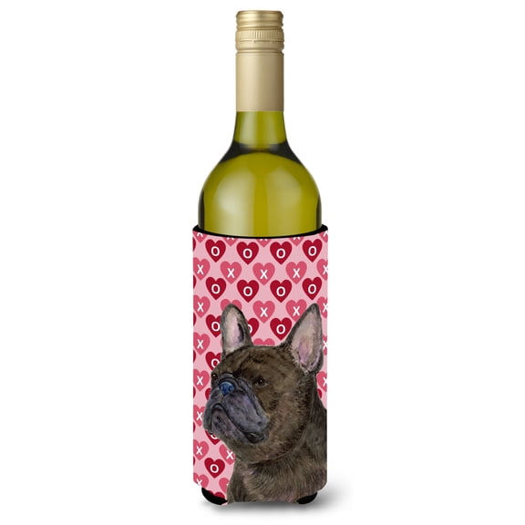 Carolines Treasures SS4519LITERK French Bulldog Hearts Love and Valentines Day Portrait Wine Bottle Hugger Wine Bottle