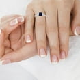 thumbnail image 2 of GemsNY September Birthstone - Three Stone Ring Emerald Cut Blue Sapphire with Prong Set Trapezoid Side Diamonds For Women (Grade - AA | 1.20cttw), 2 of 4