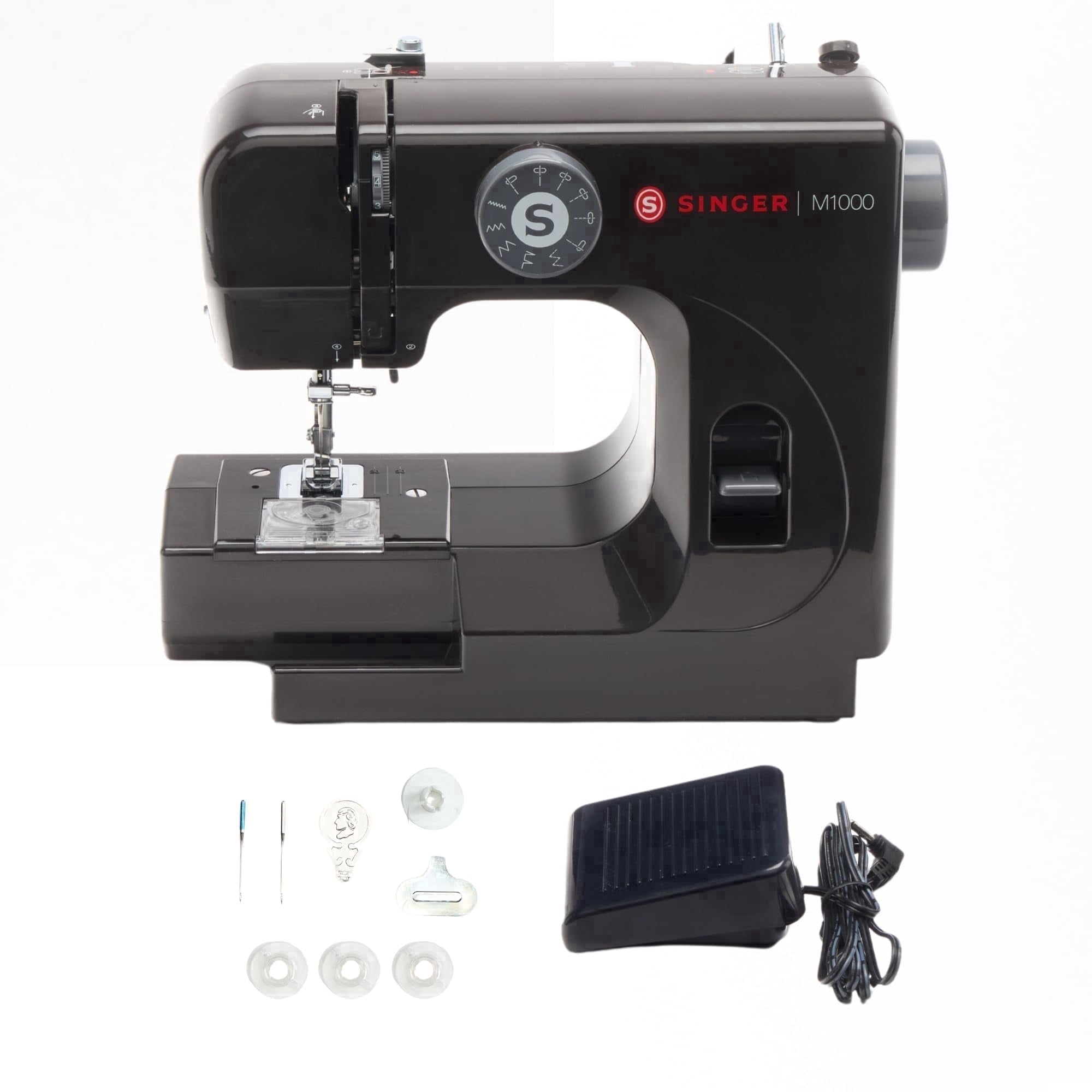 SINGER M1000 Mending Machine (Black) Compact, Lightweight & Portable With LED Light | 4 Built in stitches delivers 32 Stitch Applications | Great for Light to Medium Weight Fabrics & Repairs