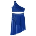 thumbnail image 3 of Mufeng Girls Modern Lyrical Dance Performance Costume Sequin Crop Top with Skirt Set for 6-16 Years Blue 14, 3 of 5