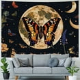 thumbnail image 4 of Orange Butterfly Flower Tapestry Vintage Boho Yellow Floral Plant Tapestries for Bedroom Aesthetic Moon Phase Nature Mandala Botanical Tapestry Wall Hanging for Living Room Dorm, 4 of 6