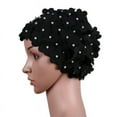 thumbnail image 4 of Women Pearl Floral Breathable Quick Dry Swim Cap For Long Hair, 4 of 4